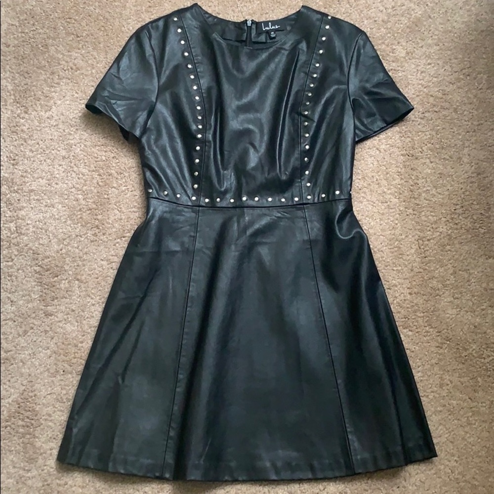 Faux Leather Skater Dress